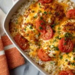 Tomato Cheddar Chicken And Rice Bake