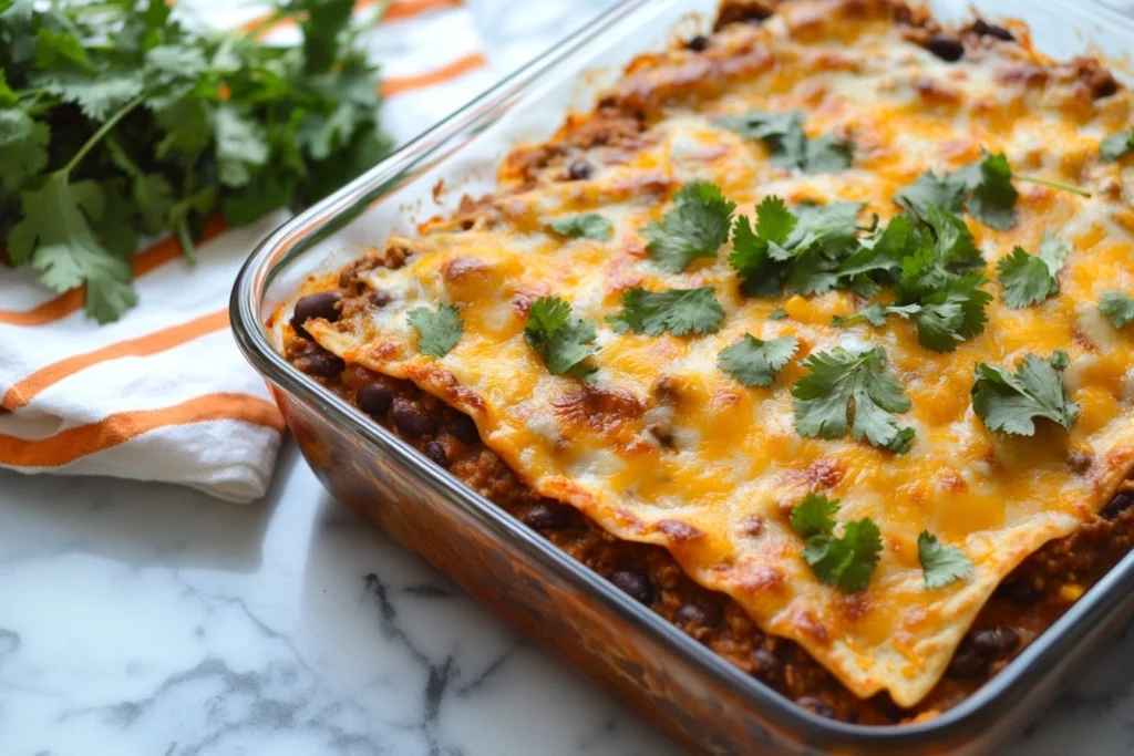 Cheesy Taco Lasagna – Easy Mexican Tortilla Bake 2 Taco Lasagna1