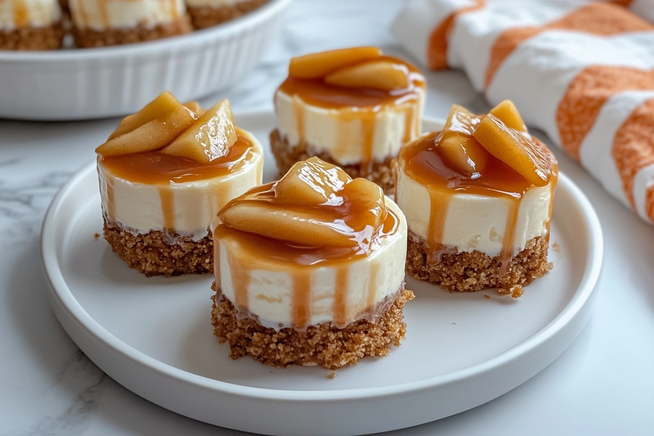 No-Bake Caramel Apple Mini Cheesecakes