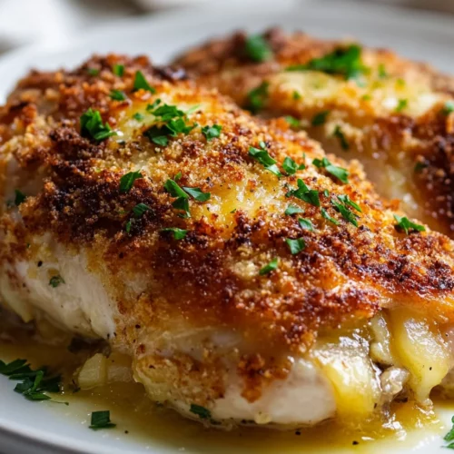 Apple Stuffed Chicken: A Juicy And Flavorful Dinner Idea 3 Delicious Apple Stuffed Chicken On A White Plate, Garnished With Parsley And Crispy Breadcrumbs