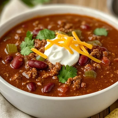 Hearty And Flavorful Flatlander Chili Recipe For Any Occasion 3 Bowl Of Flatlander Chili Topped With Sour Cream, Shredded Cheese, And Fresh Cilantro, Served With Tortilla Chips On A Wooden Table