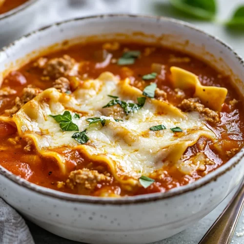 Instant Pot Lasagna Soup: A Quick And Easy Comfort Food Favorite 3 Bowl Of Instant Pot Lasagna Soup Topped With Grated Parmesan And Fresh Basil On A Neutral Background