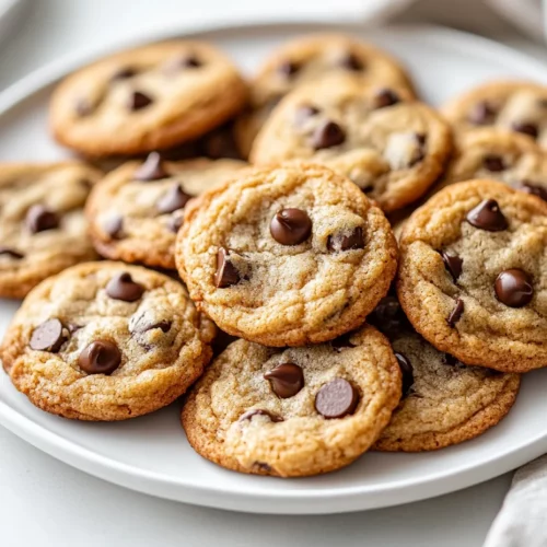 The Best Mini Chocolate Chip Cookies Recipe For Bite-Sized Bliss 3 Plate Of Mini Chocolate Chip Cookies With Crispy Edges And Melty Chocolate Chips, Inviting And Delicious