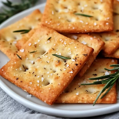 Sourdough Crackers With Rosemary: The Perfect Crispy Snack 3 Crispy Sourdough Crackers With Rosemary On A White Plate, Garnished With Flaked Sea Salt And Fresh Herbs