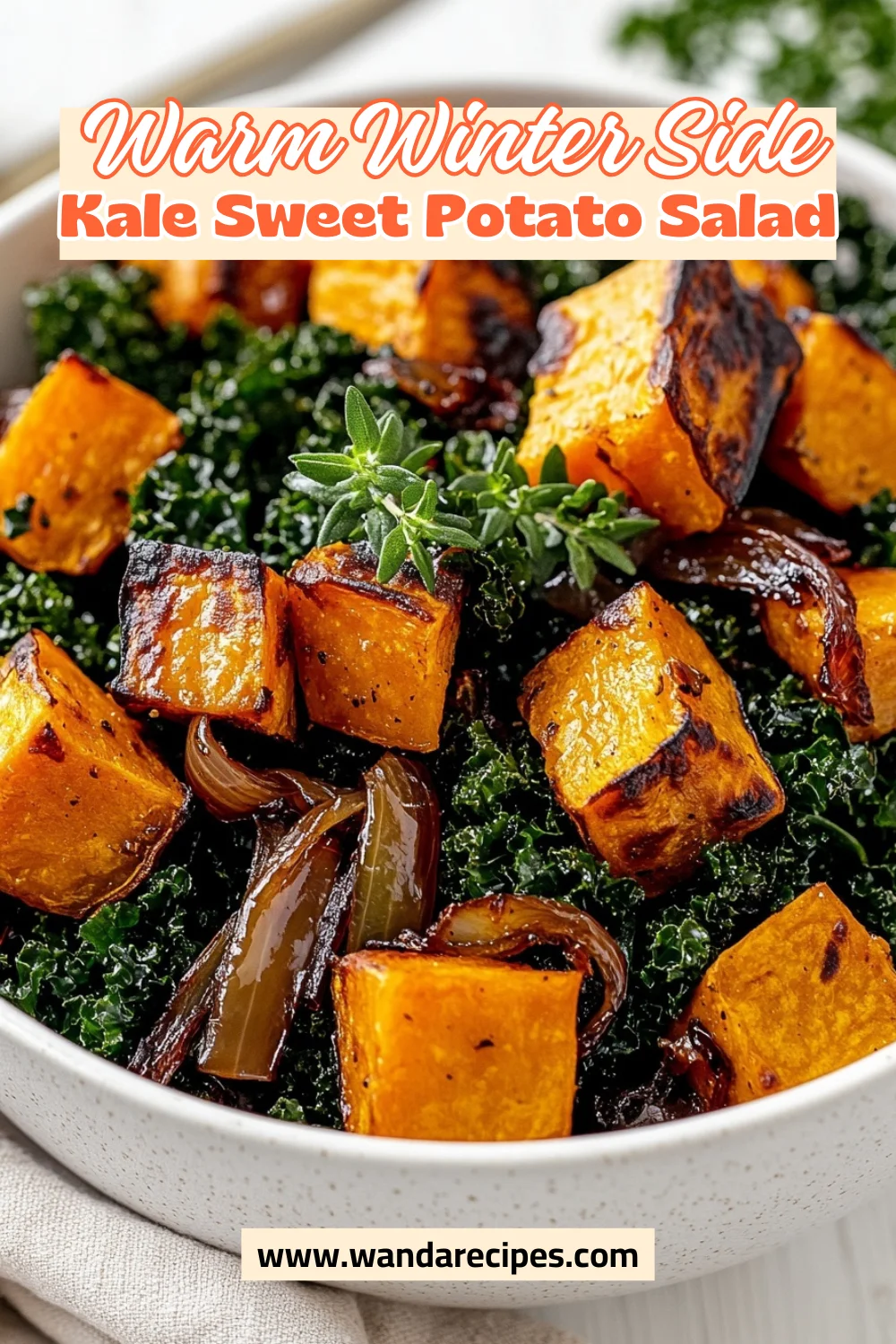 Sweet Potato Kale Salad With Red Vinegar And Caramelized Onions 2 Sweet Potato Kale Salad