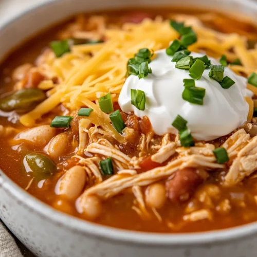Mississippi Chicken Chili: The Best Slow Cooker Recipe You'Ll Try 3 Bowl Of Mississippi Chicken Chili Topped With Sour Cream, Cheese, And Pepperoncini On A Wooden Table