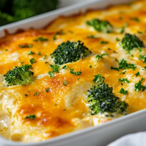 Delicious Turkey Divan Casserole With Broccoli: Quick &Amp; Easy 3 Cheesy Turkey Divan Casserole With Broccoli Served In A White Dish, Garnished With Fresh Parsley